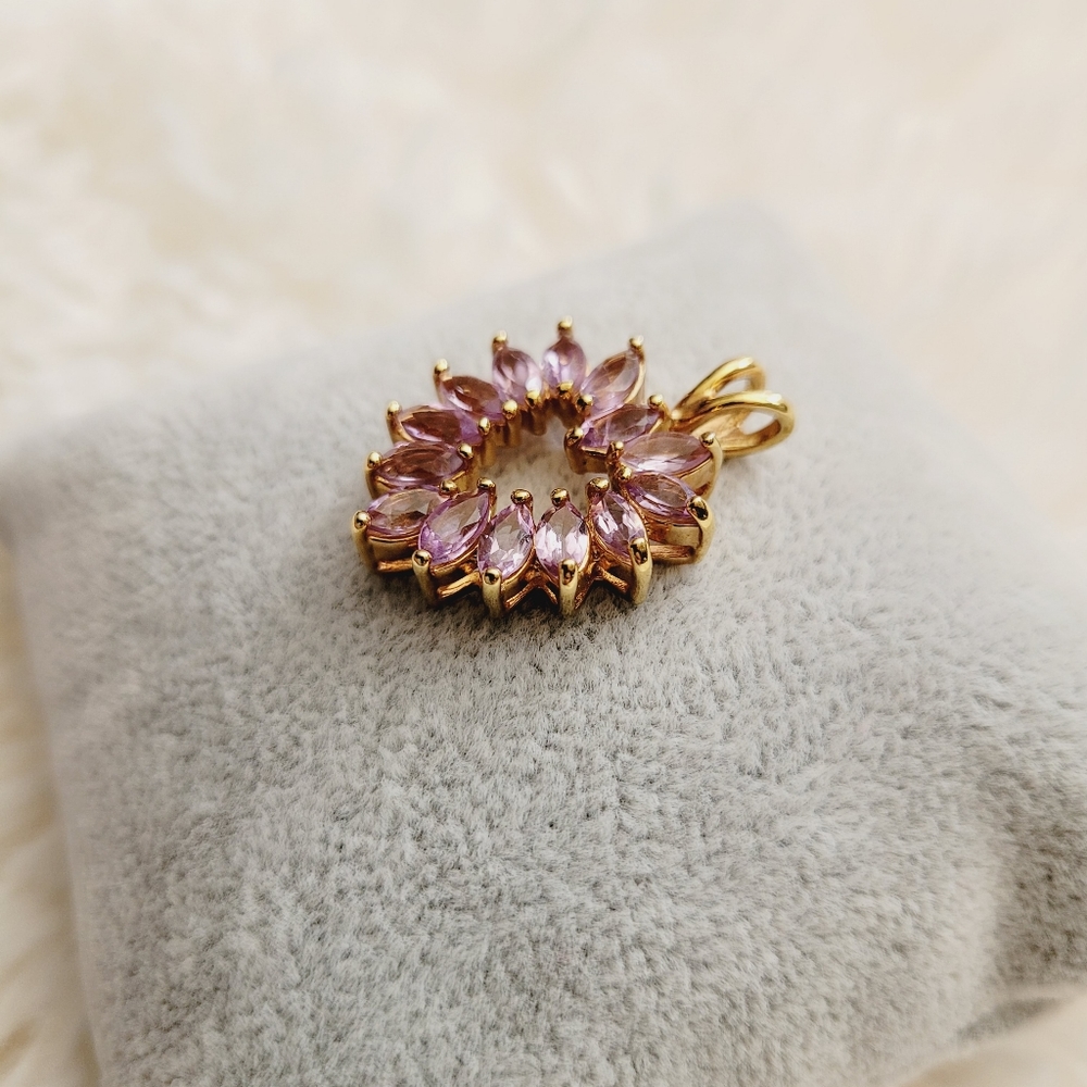 Gold Plated Amethyst Heart Pendant - Picture 6 of 9